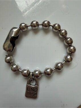 Authentic UNOde50 Silver Plated Ball Bead Bracelet with Signature Padlock Charm
